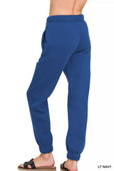 Zenana Fleece Drawstring Joggers With Pocket OutfitFlow