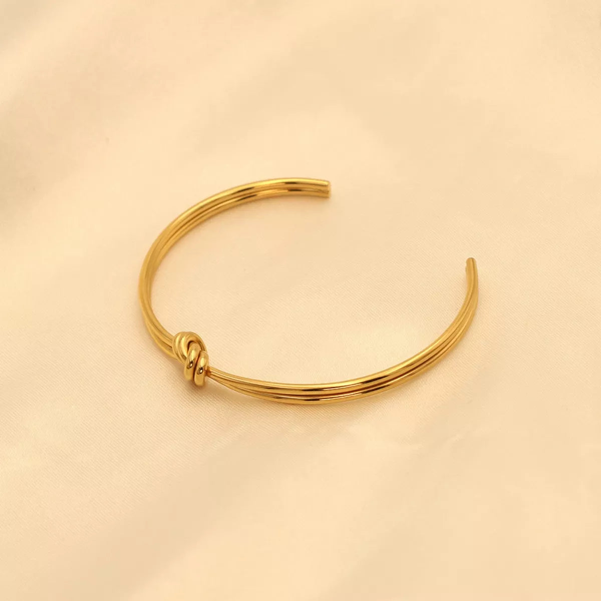 18K Gold-Plated Knot Open Bracelet OutfitFlow