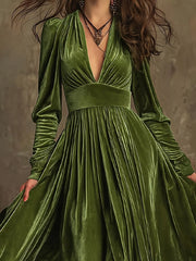 Ruffled Hem Long Sleeve Dress OutfitFlow