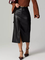 Slit Leather Cargo Skirt OutfitFlow