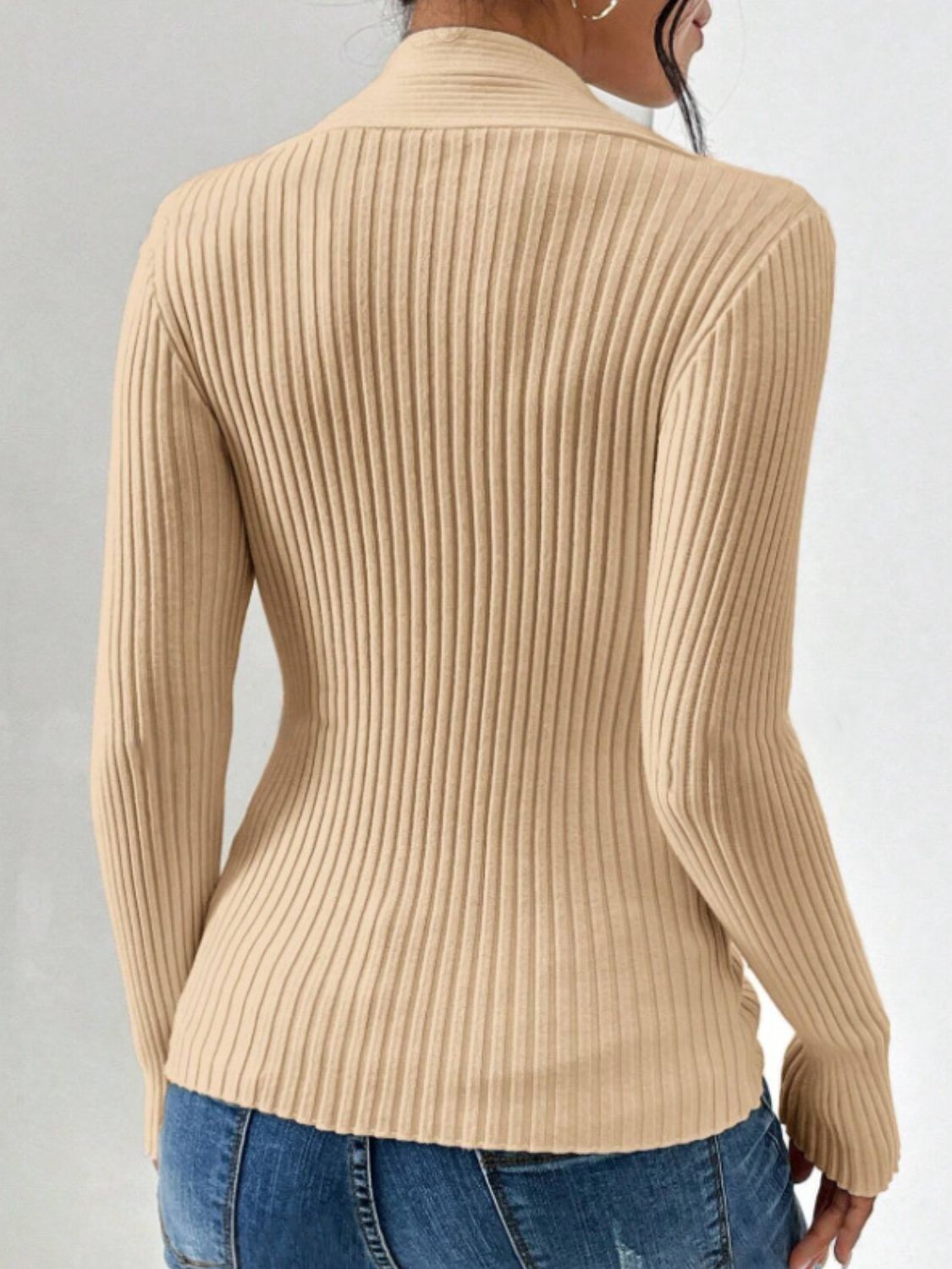 Outfit Flow - Twist Front Ribbed Long Sleeve Sweater