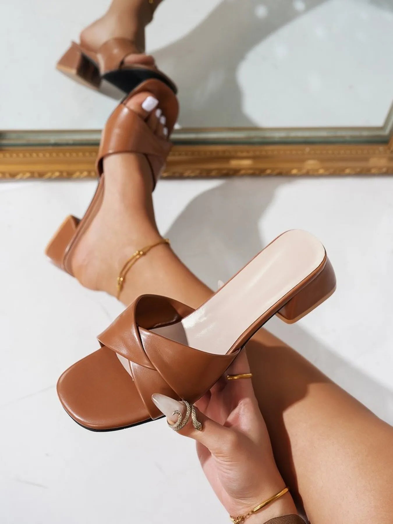 Open Toe Block Heels Sandals OutfitFlow