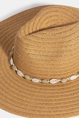 Fame Shell Beaded Wide Brim Straw Hat OutfitFlow