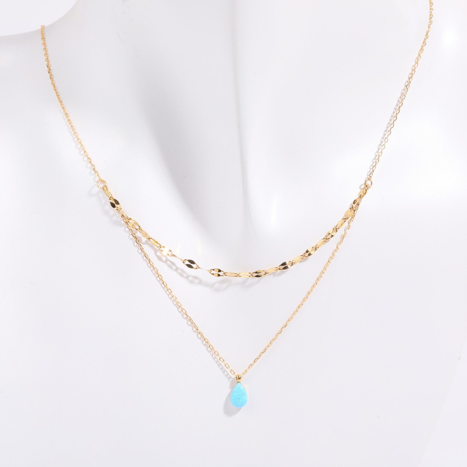 Outfit Flow - Stainless Steel Opal Pendant Necklace