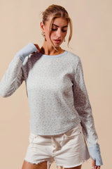 SO ME Textued Floral Knit Top with Contrast Cuffs OutfitFlow