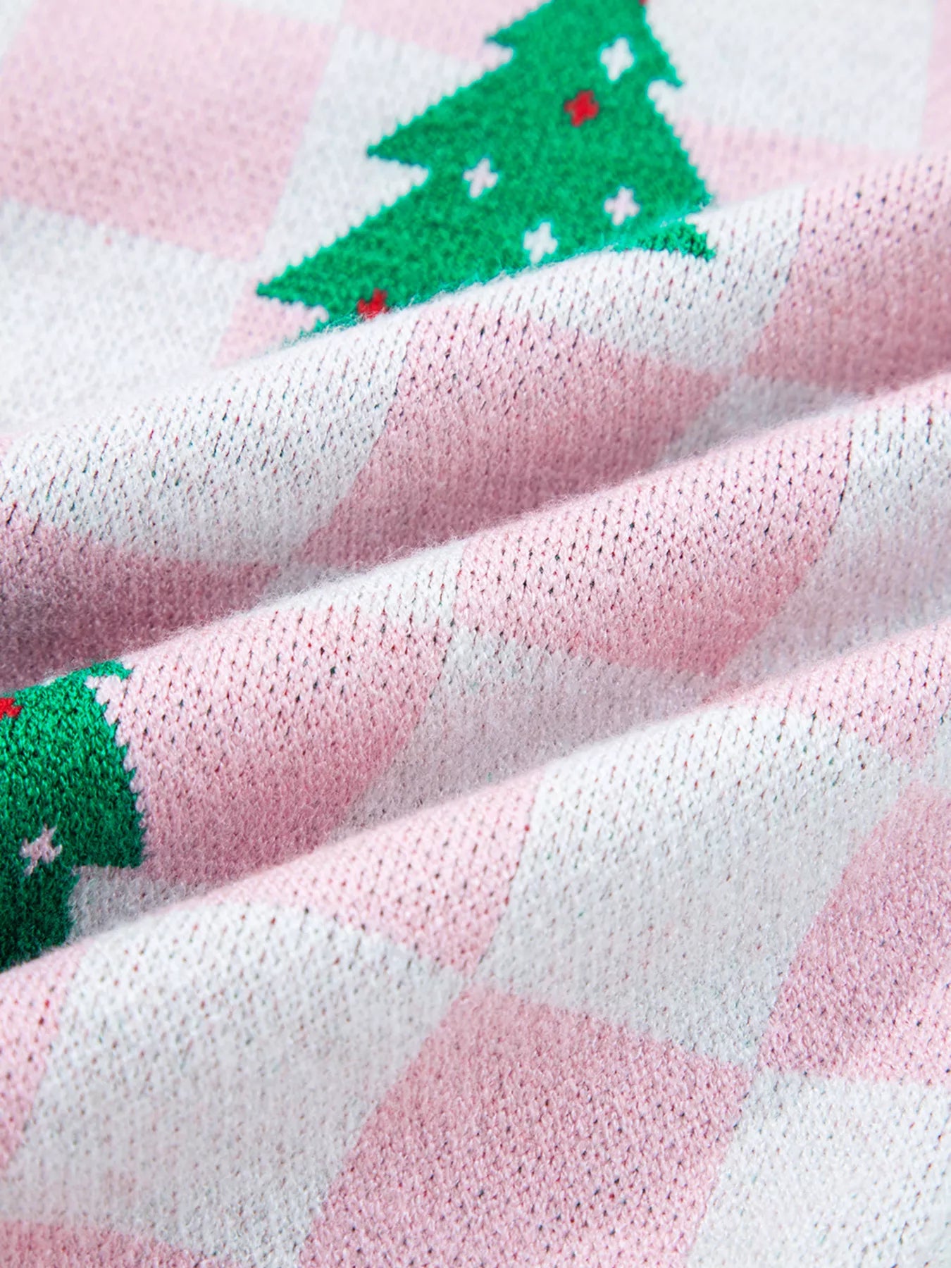 Christmas Tree Pattern Checkered Button V Neck Cardigan OutfitFlow