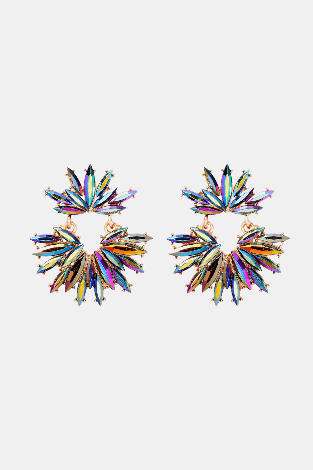 Flower Shape Glass Stone Dangle Earrings Shiny One Size OutfitFlow