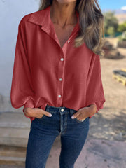 Full Size Collared Neck Long Sleeve Shirt