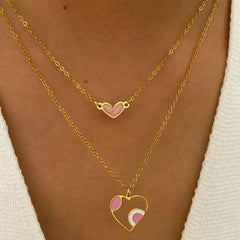 2-Piece Stainless Steel Heart Pendant Necklace OutfitFlow