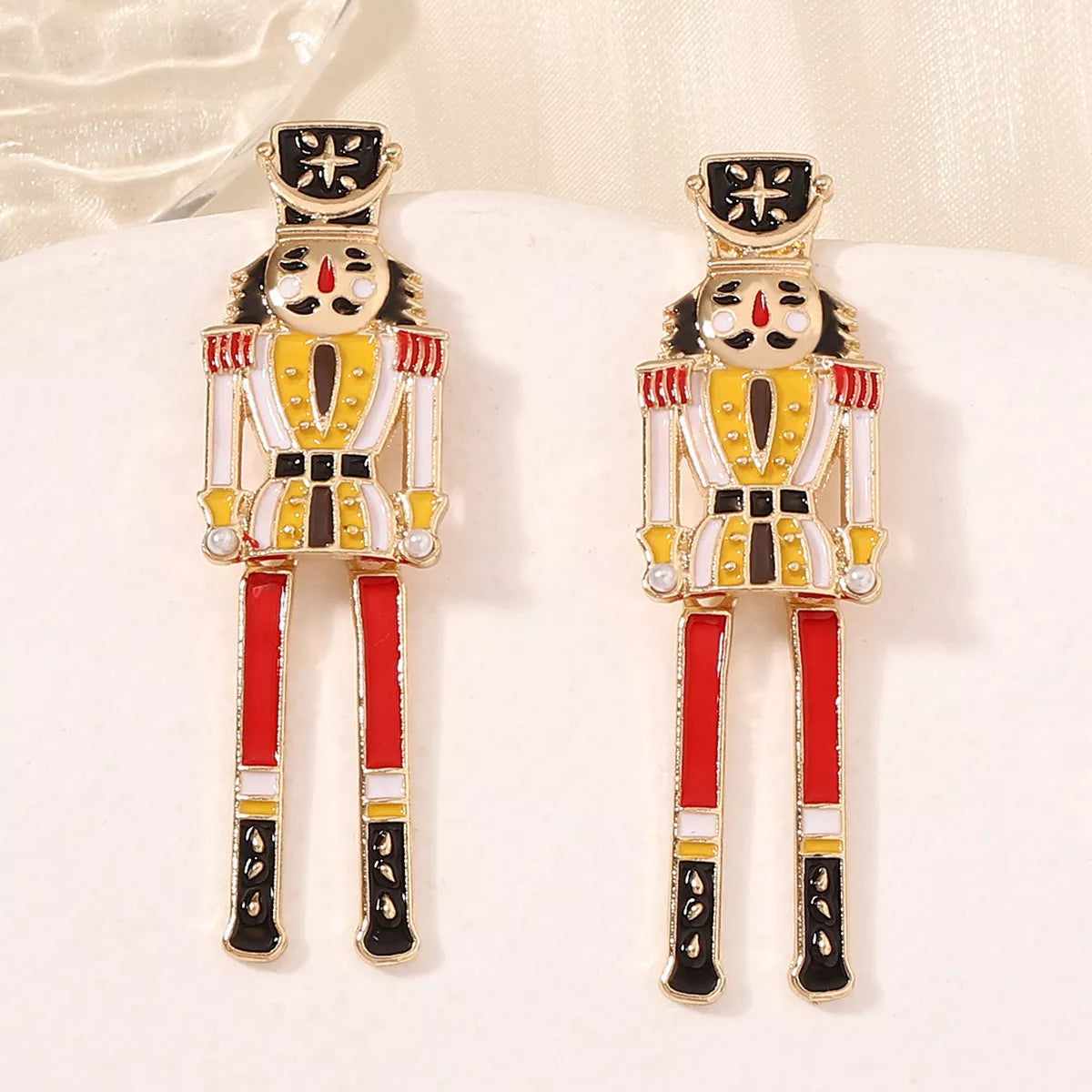 Christmas 18K Gold-Plated Nutcracker Soldier Earrings Yellow onesize OutfitFlow