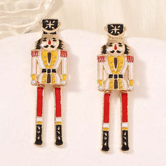 Christmas 18K Gold-Plated Nutcracker Soldier Earrings Yellow onesize OutfitFlow