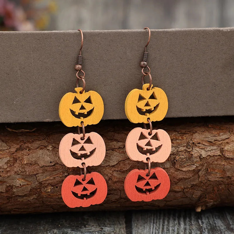 Wooden Contrast Pumpkin Earrings OutfitFlow