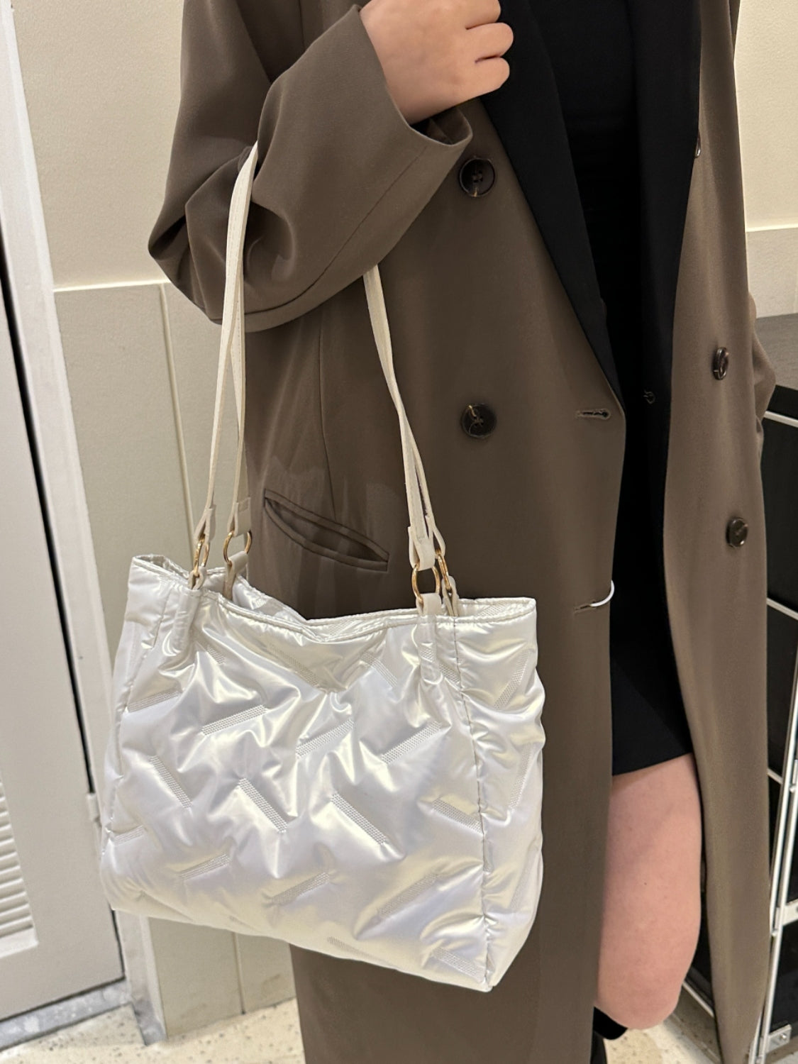 Outfit Flow - Textured Polyester Shoulder Bag