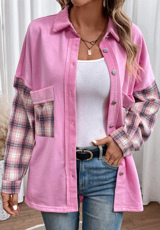 Outfit Flow - Plaid Button Up Jacket with Chest Pockets