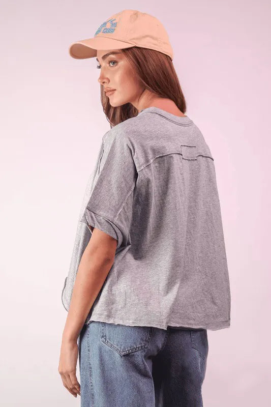VERY J Round Neck Short Sleeve T-Shirt OutfitFlow