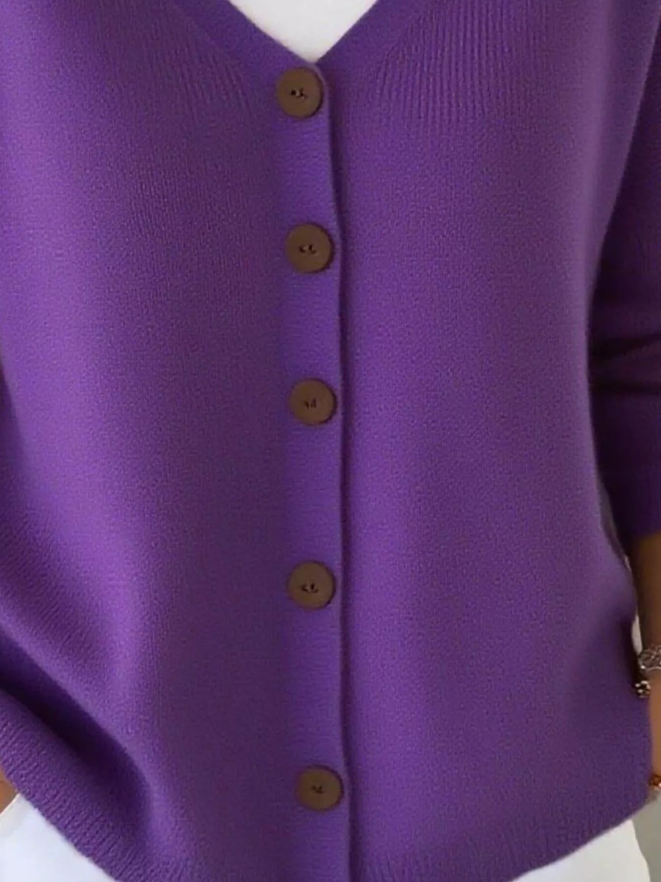 Full Size V-Neck Button-Down Knit Cardigan Plus Size OutfitFlow