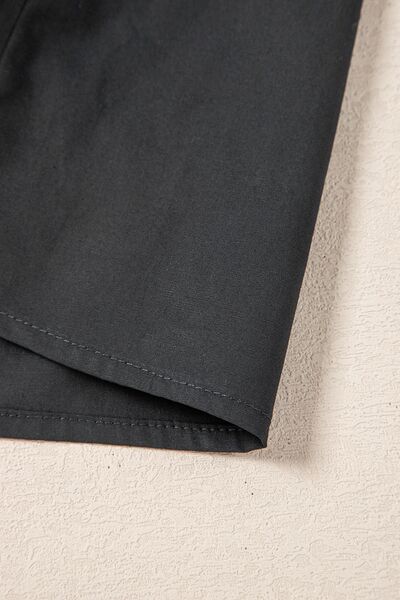 Button Down Puff Sleeve Ruffle Hem Dress OutfitFlow