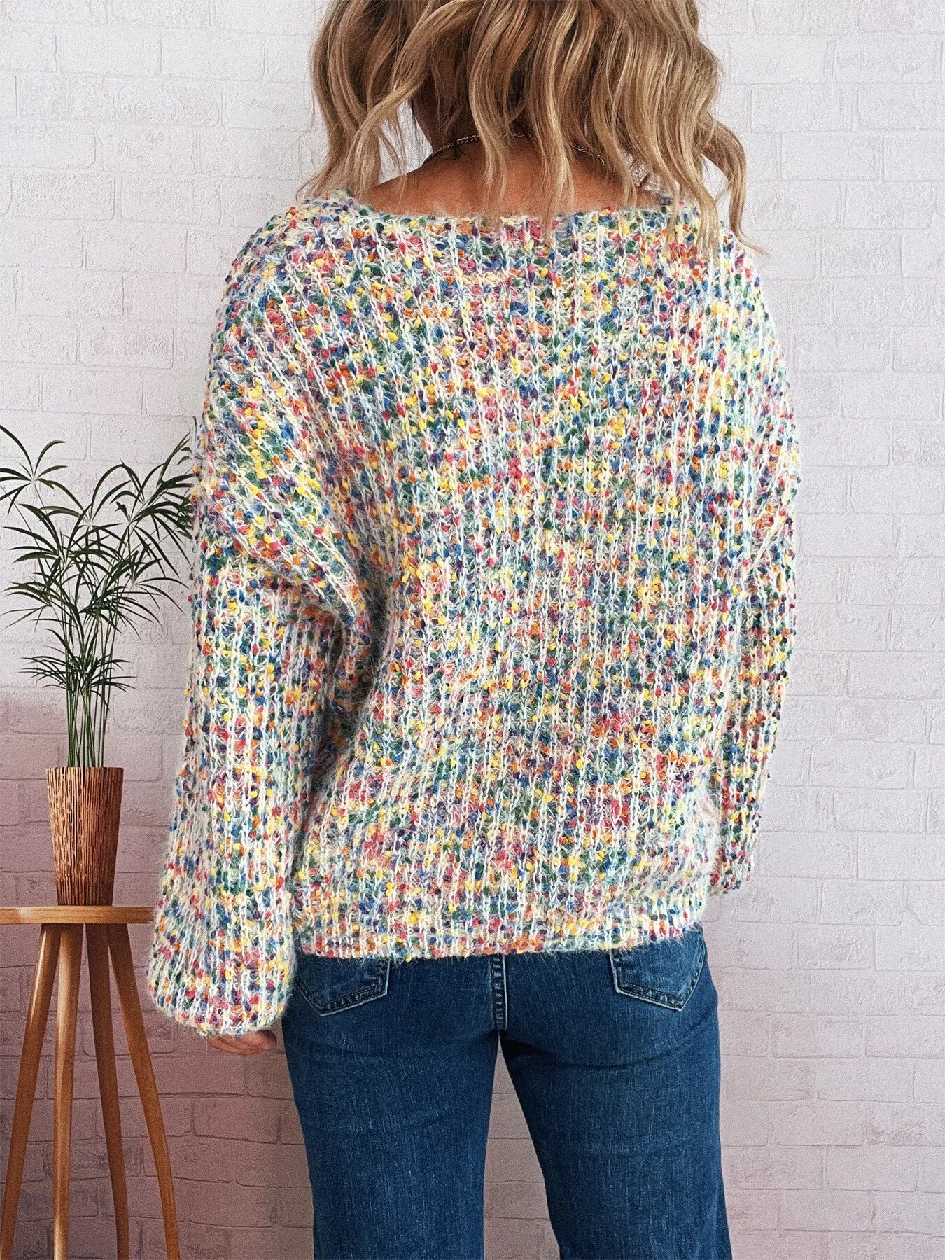 Colorful Long Sleeve Sweater Trendsi