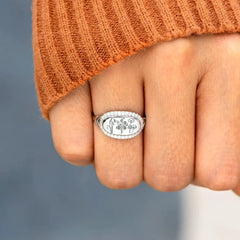 Flower Epoxy Gum Oil Inlaid Zircon Ring OutfitFlow