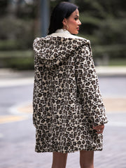 Shiny Leopard Hooded Coat with Pockets OutfitFlow