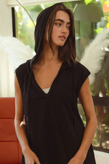 BiBi Ruffled French Terry Hooded Dress OutfitFlow