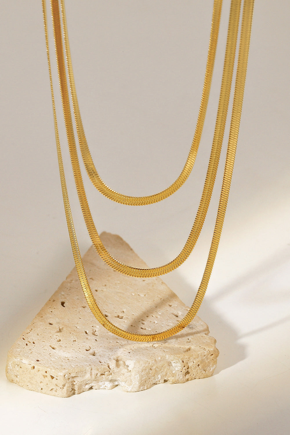 Triple-Layered Snake Chain Necklace OutfitFlow
