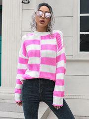 Two-Tone Dropped Shoulder Sweater Trendsi