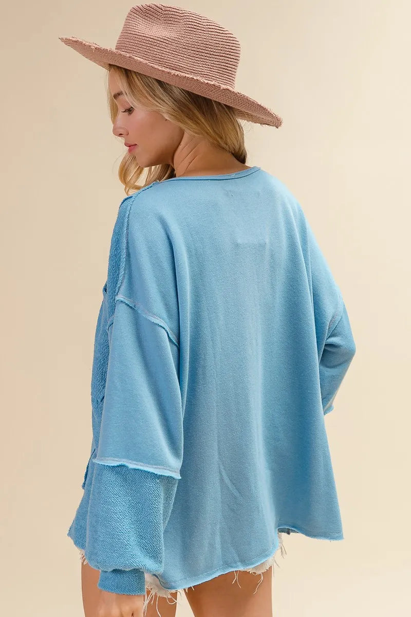 BiBi Oversized Pocket Front Sweatshirt OutfitFlow