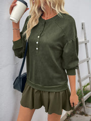 Button Front Mini Sweatshirt Dress OutfitFlow