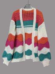 Color Block Open Front Cardigan OutfitFlow