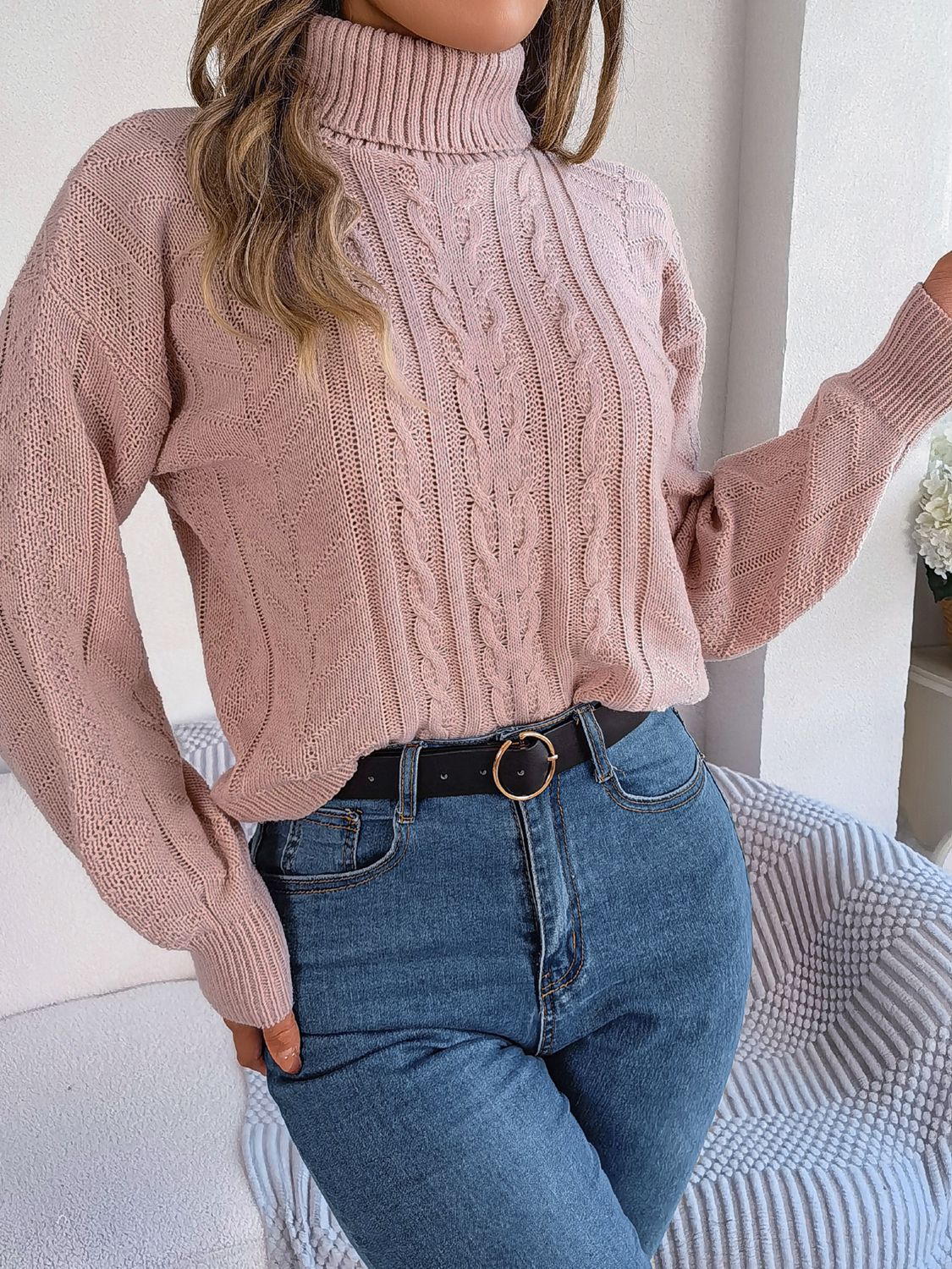 Cable-Knit Turtleneck Sweater OutfitFlow