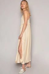 POL Frill Slit Square Neck Cami Dress OutfitFlow