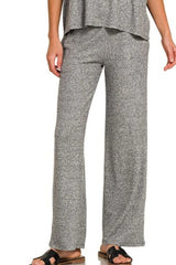 Zenana Soft Melange Short Sleeve Tee & Long Pants Set OutfitFlow