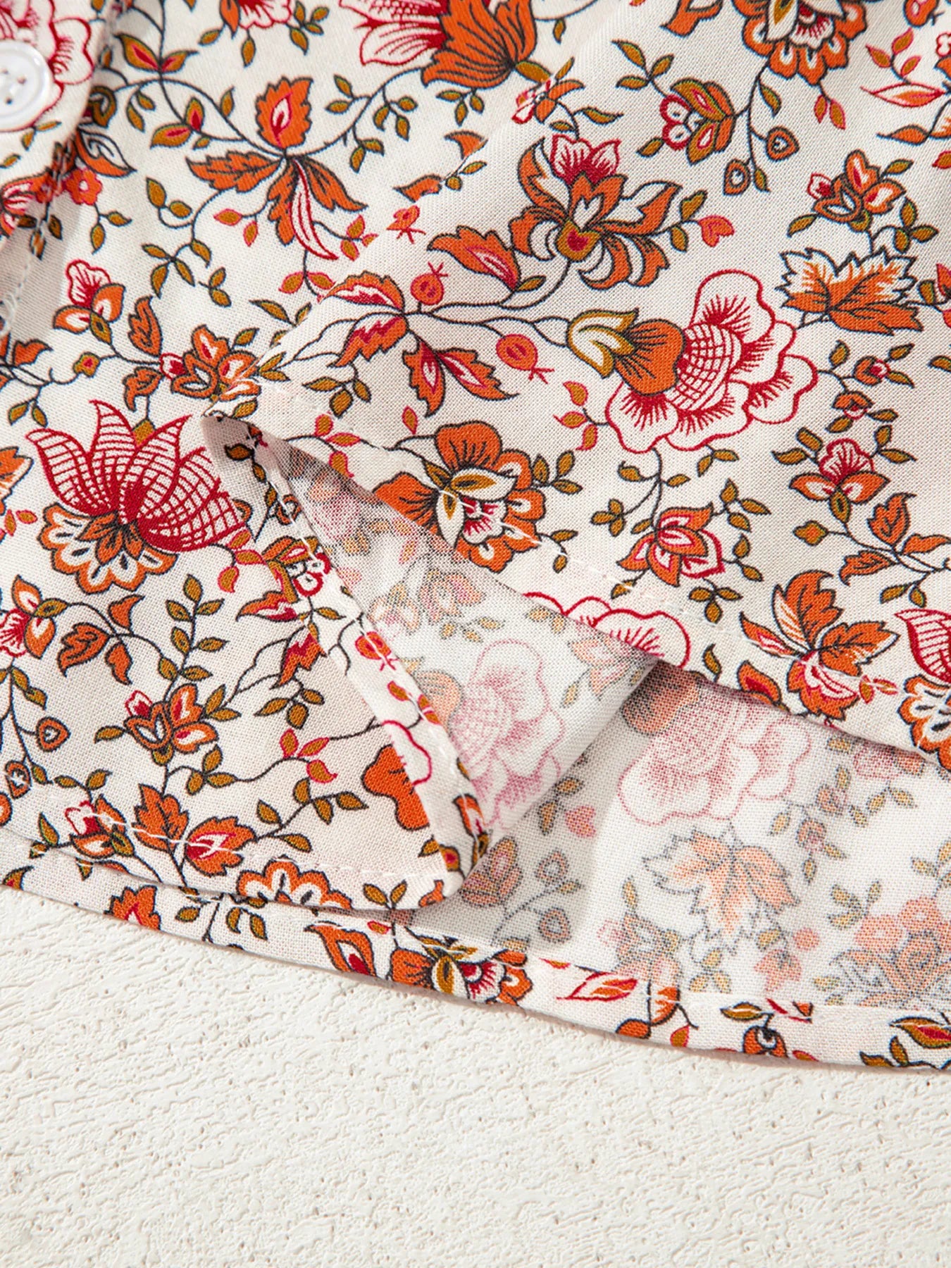 Floral Long Sleeve Button Down Blouse OutfitFlow