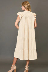 Umgee Full Size Tiered Floral Burnout Ruffle Sleeve Midi Dress Plus Size OutfitFlow