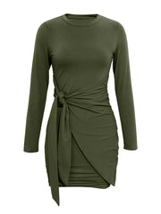 Round Neck Long Sleeve Bodycon Dress OutfitFlow