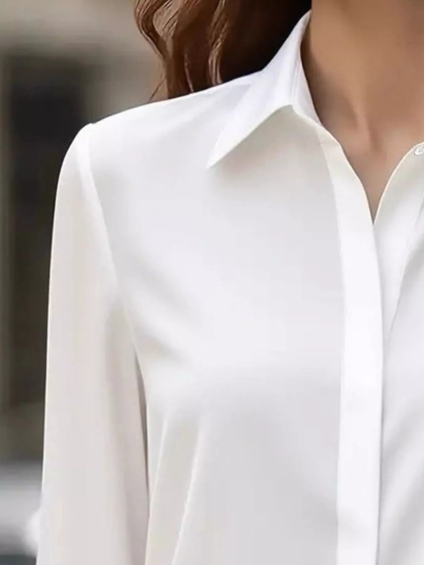 Button Down Collared Neck Long Sleeve Shirt OutfitFlow