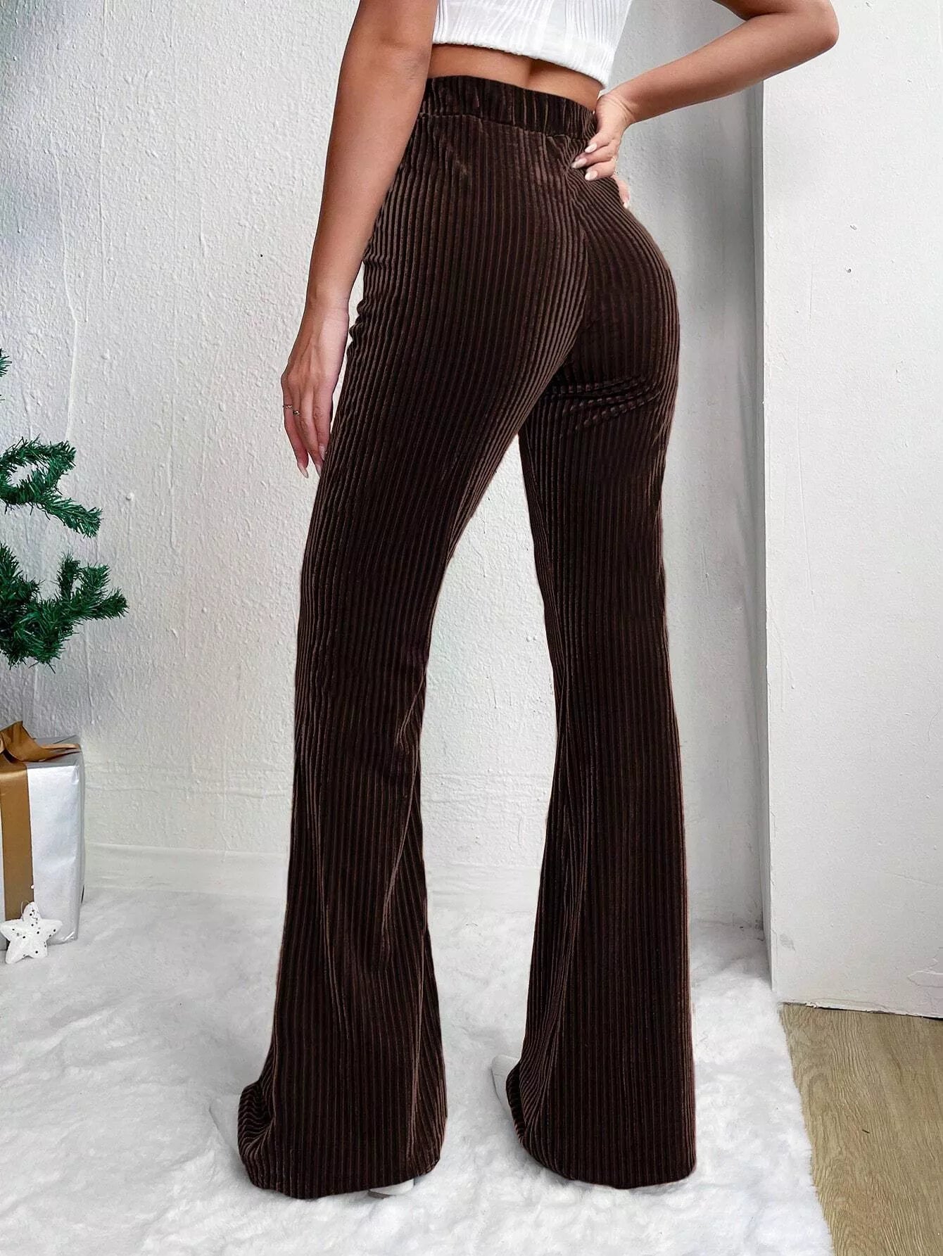 Corduroy High Waist Flare Pants OutfitFlow