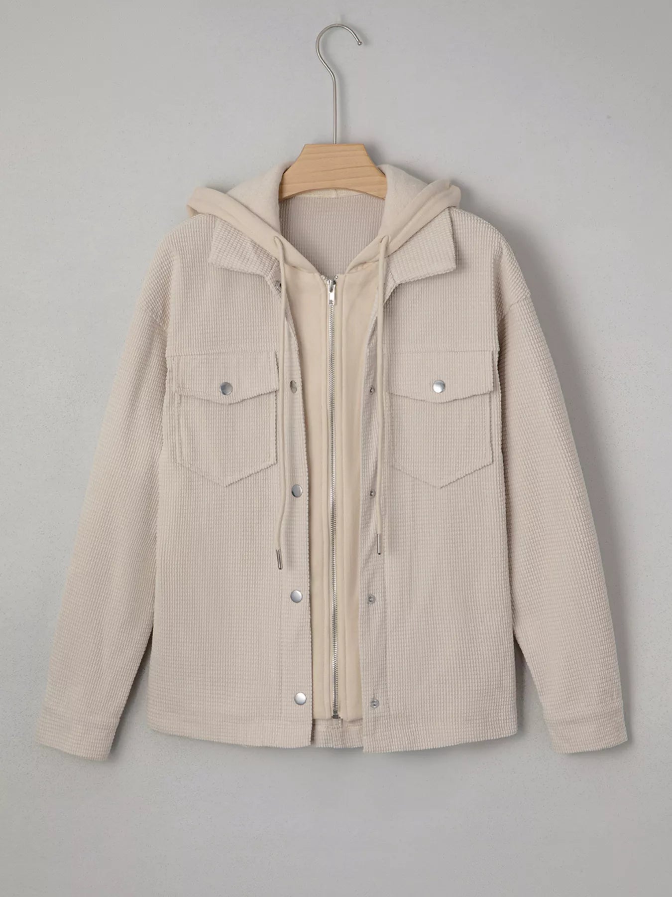 Thermal Knit Textured Hooded Jacket OutfitFlow