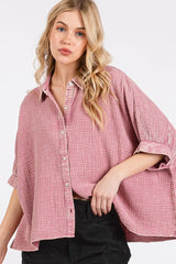 Mittoshop Mineral Wash Gauze Dolman Sleeve Button Down Shirt OutfitFlow