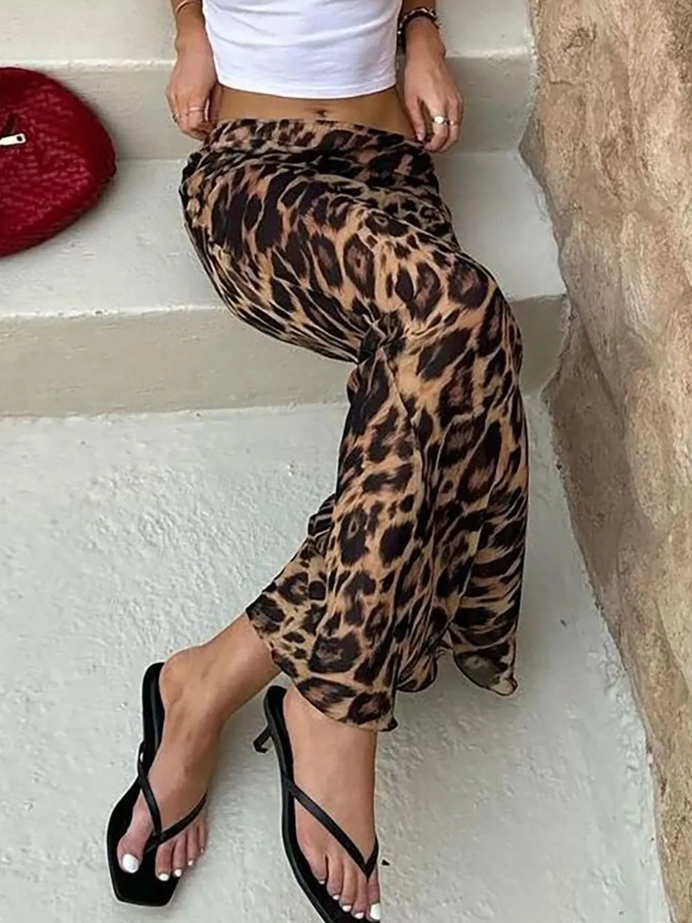 Leopard Print High Waist Flare Maxi Skirt OutfitFlow