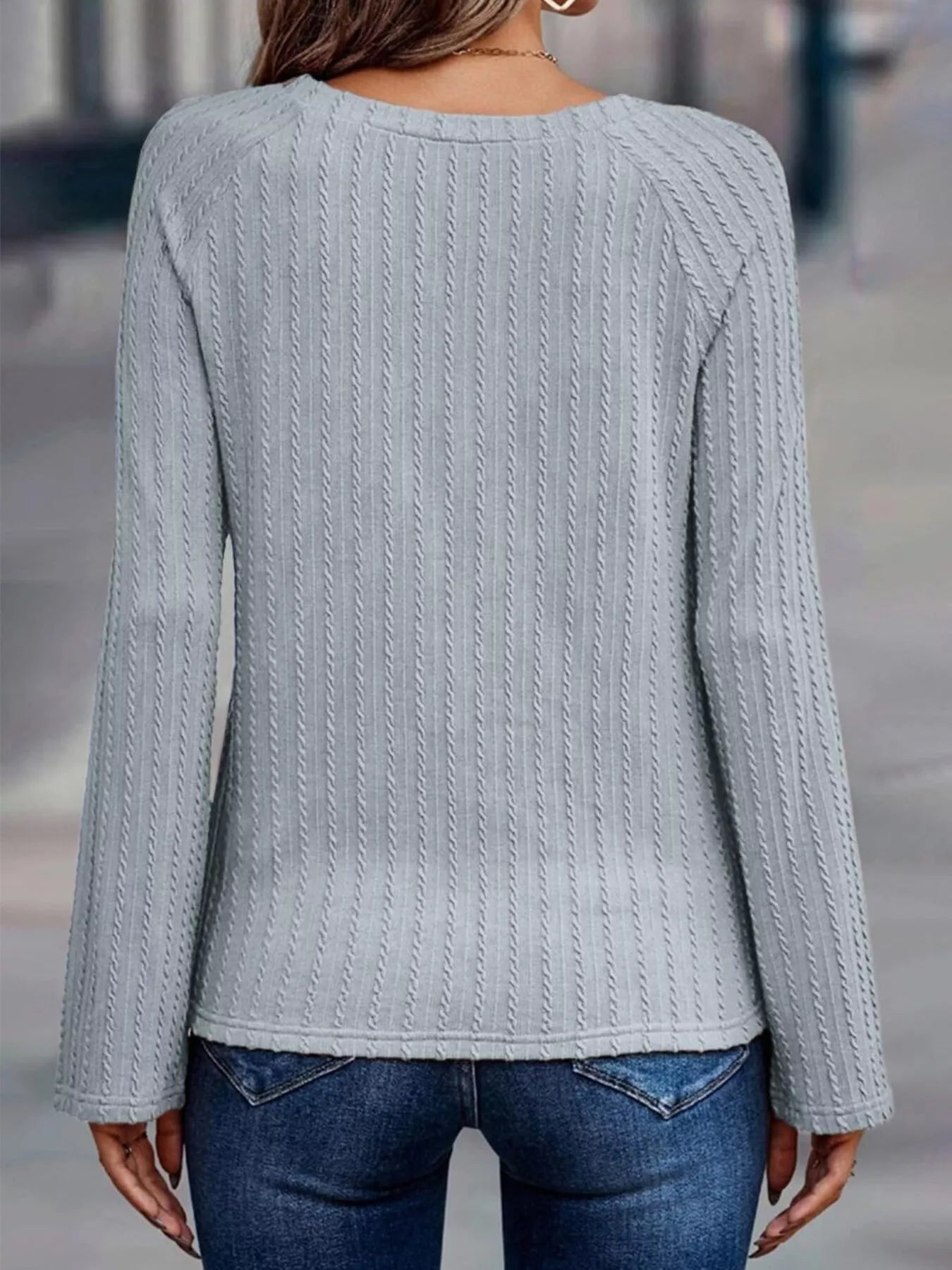Textured Knit Long Sleeve T-Shirt OutfitFlow