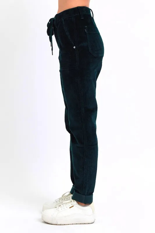 Judy Blue Full Size High Waist Corduroy Cuffed Jogger Plus Size OutfitFlow