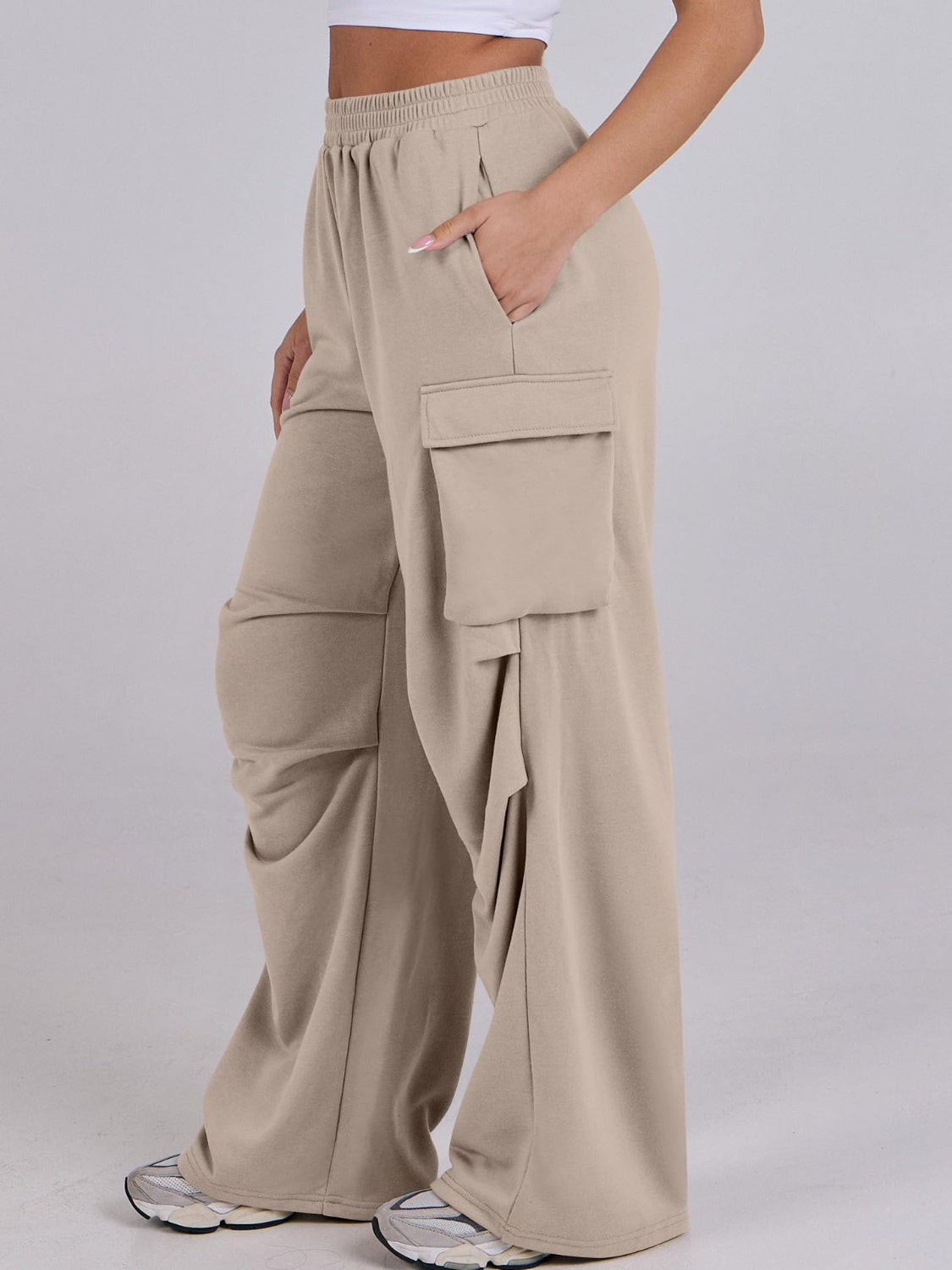 Outfit Flow - Elastic Waist Wide Leg Pants with Pockets