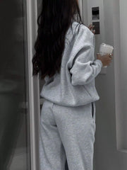 Half Zip Sweatshirt and Pants Set OutfitFlow