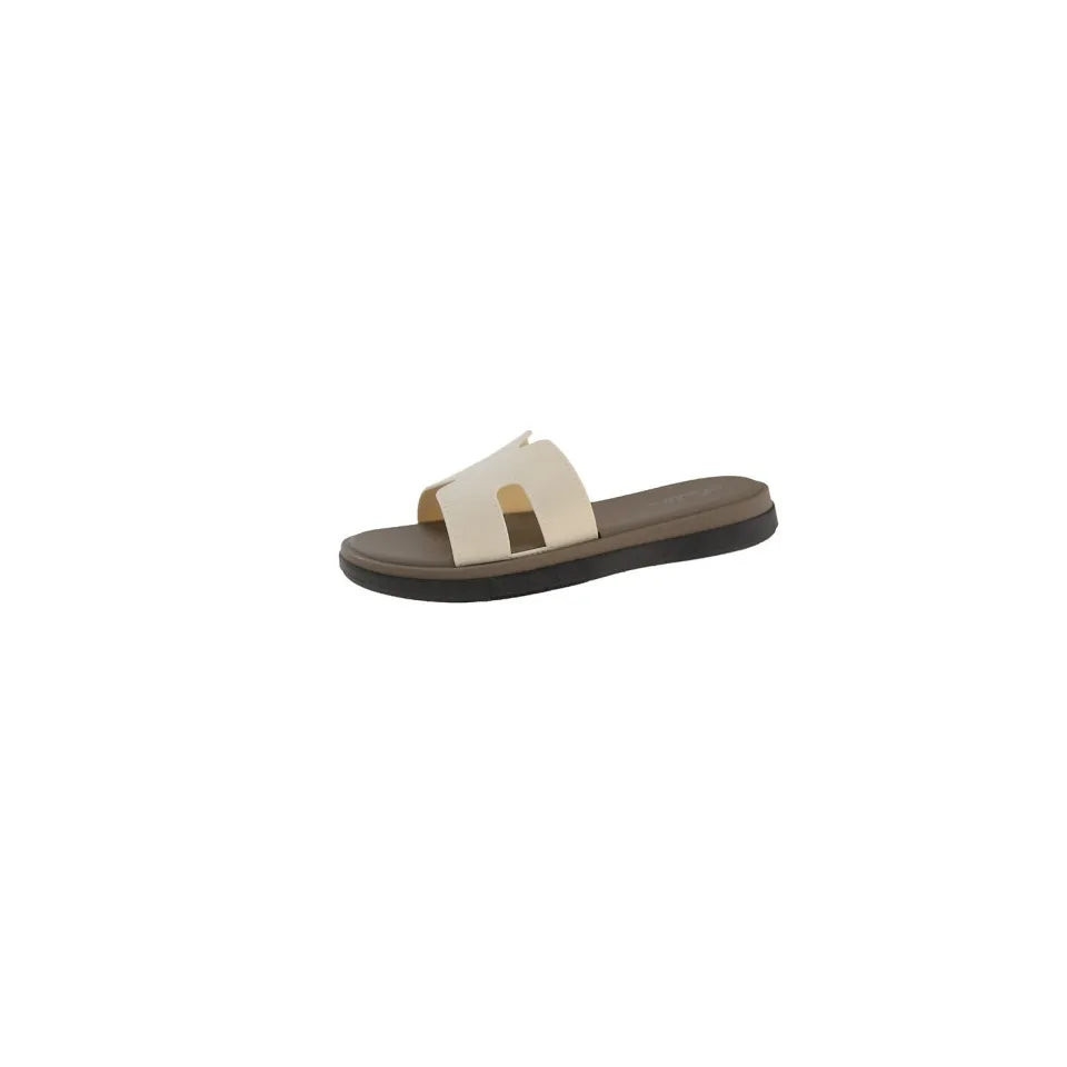 Open Toe Flats Sandals Beige OutfitFlow