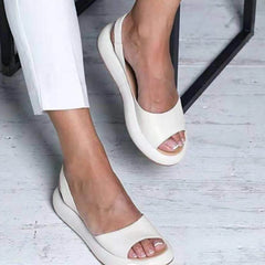 Peep Toe Platform Sandals White OutfitFlow