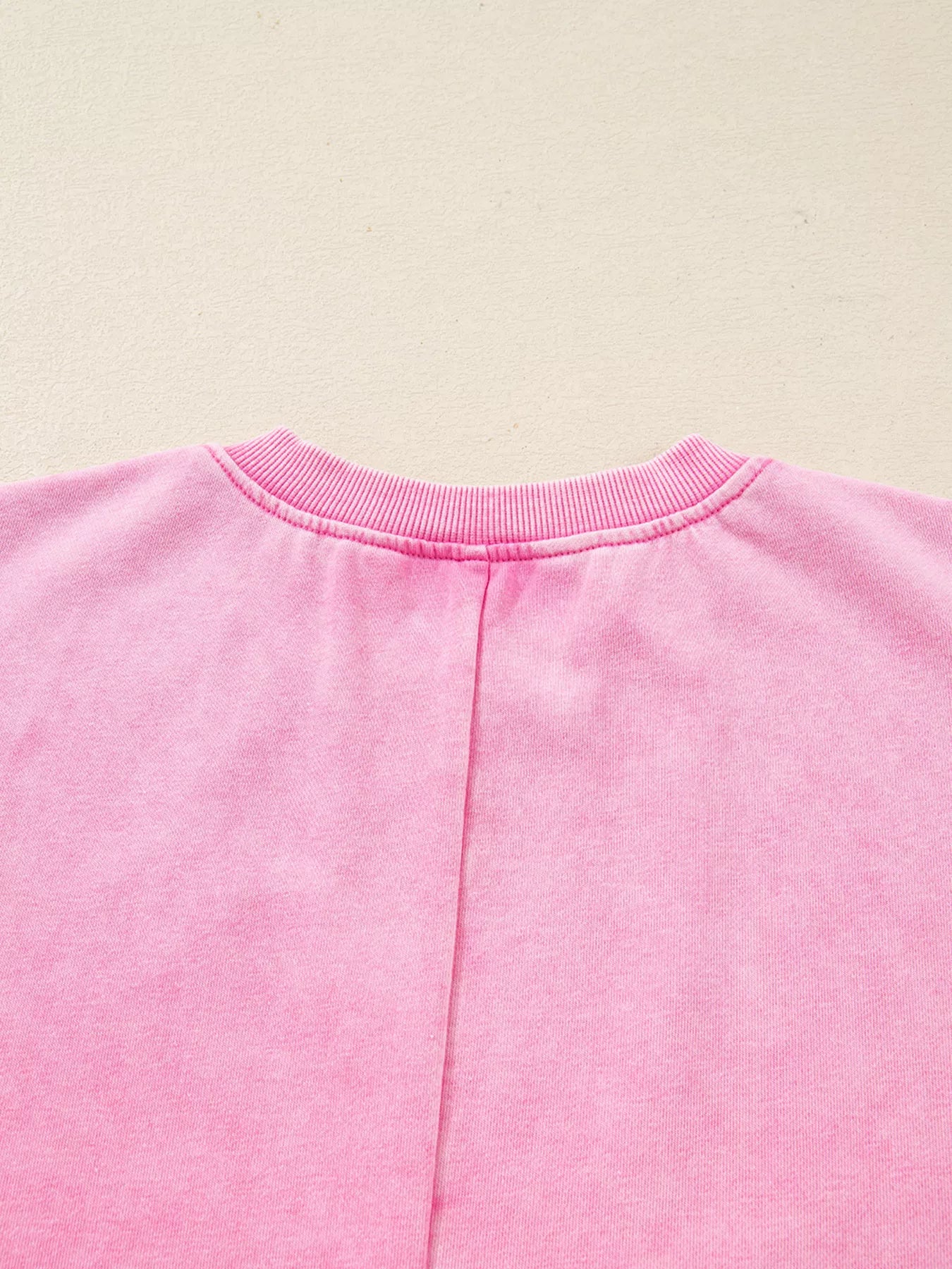 Mineral Wash Crossed Crew Neck Drop Shoulder Loose Sweatshirt OutfitFlow