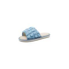 Open Toe Flats Slippers Cerulean OutfitFlow