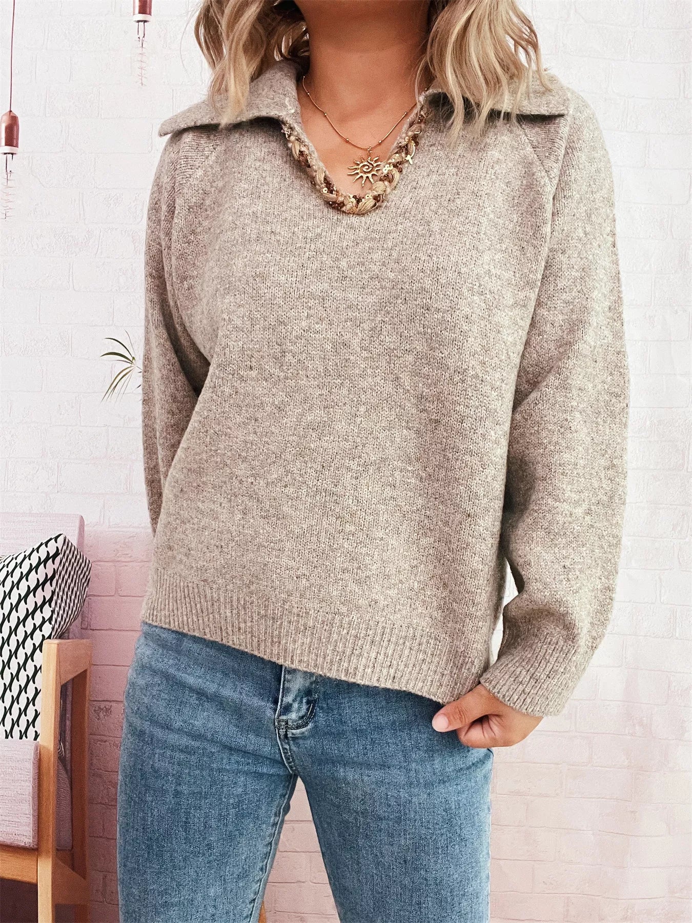 Ribbed Hem Raglan Sleeve Sweater OutfitFlow